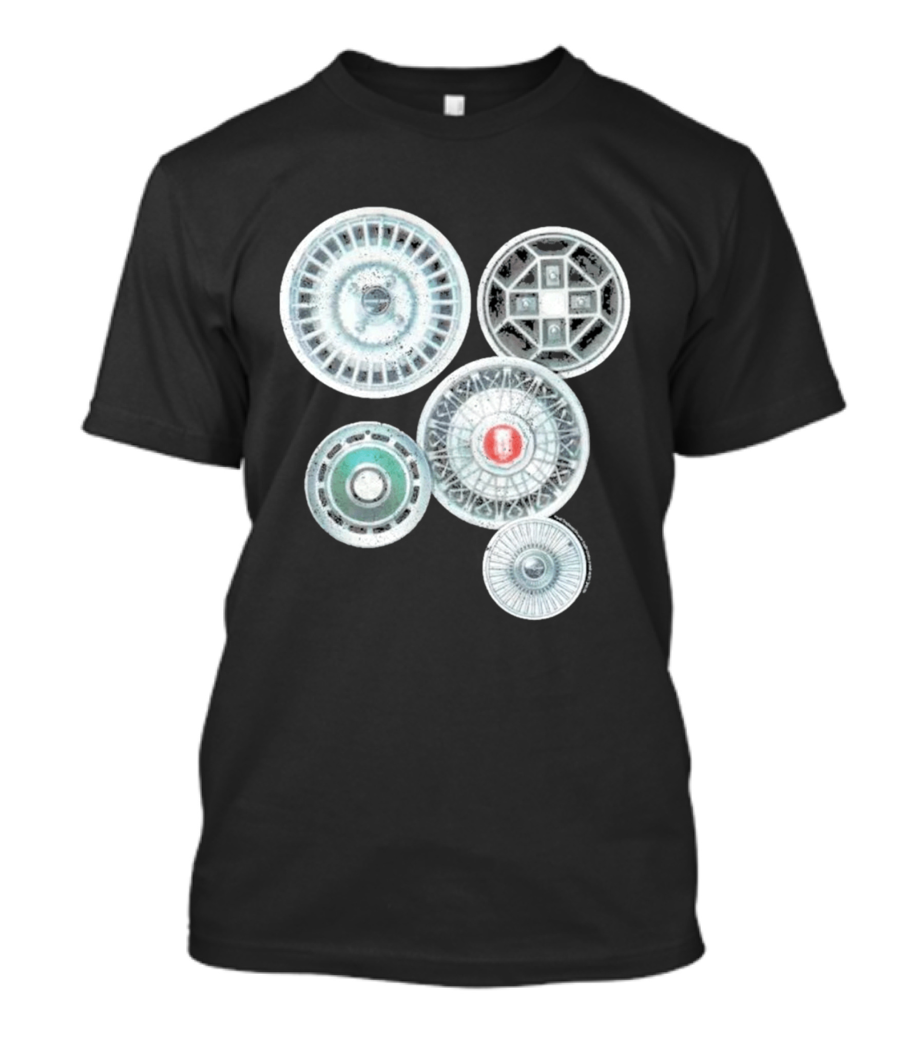 Vintage Ford Hubcaps Collection Classic Car Enthusiast Retro Wheels T-Shirt