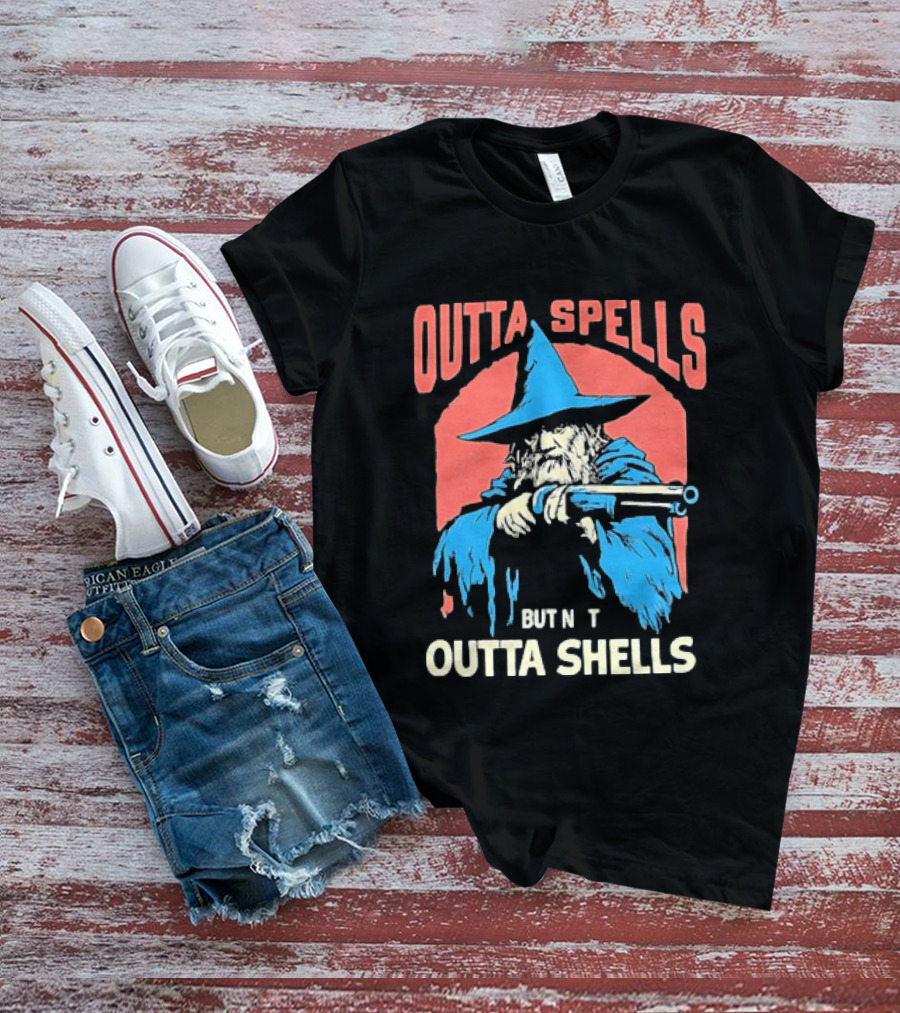 Outta Spells But Not Outta Shells Wizard Humor T-Shirt