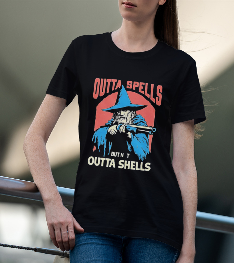 Outta Spells But Not Outta Shells Wizard Humor T-Shirt
