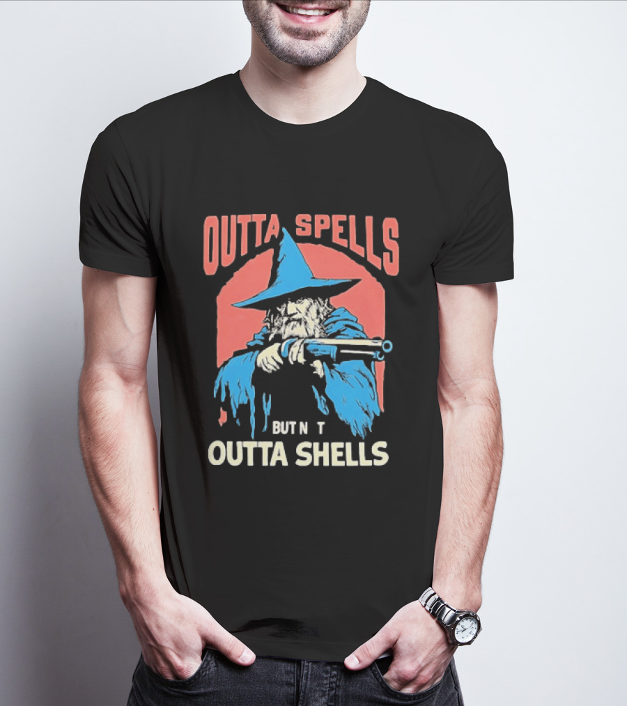 Outta Spells But Not Outta Shells Wizard Humor T-Shirt