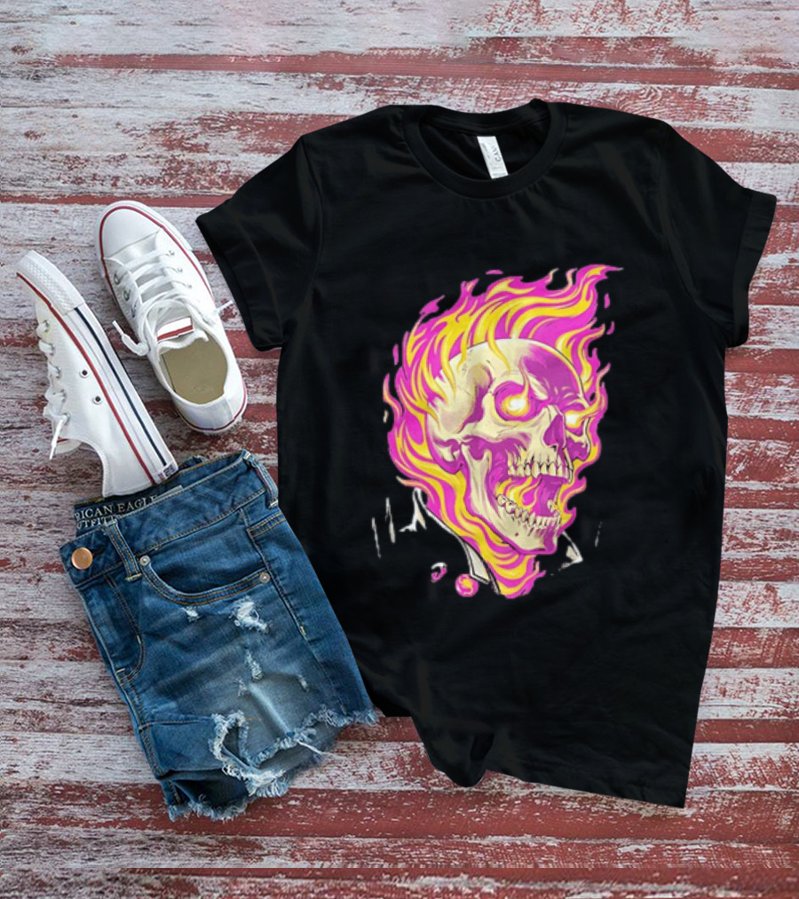 Ghost Rider Flaming Skull Marvel Fire Blaze T-Shirt