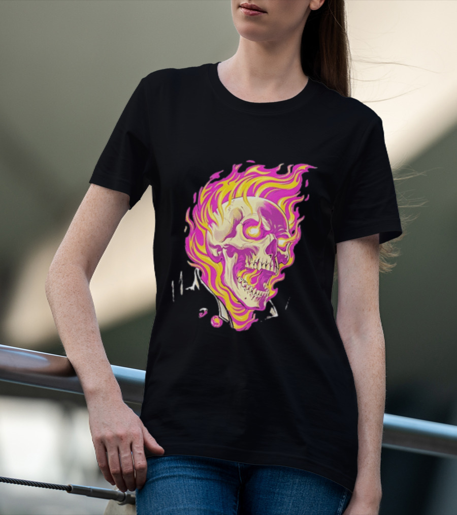 Ghost Rider Flaming Skull Marvel Fire Blaze T-Shirt