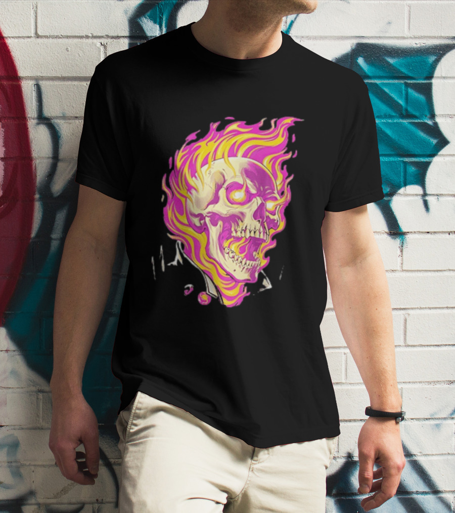 Ghost Rider Flaming Skull Marvel Fire Blaze T-Shirt