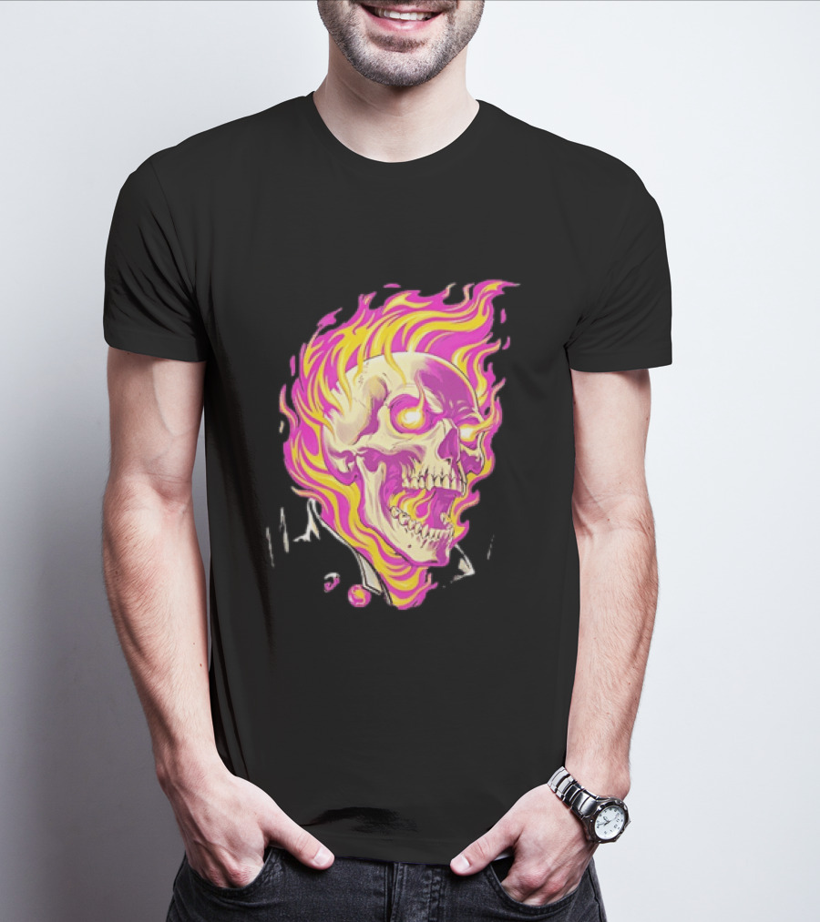 Ghost Rider Flaming Skull Marvel Fire Blaze T-Shirt