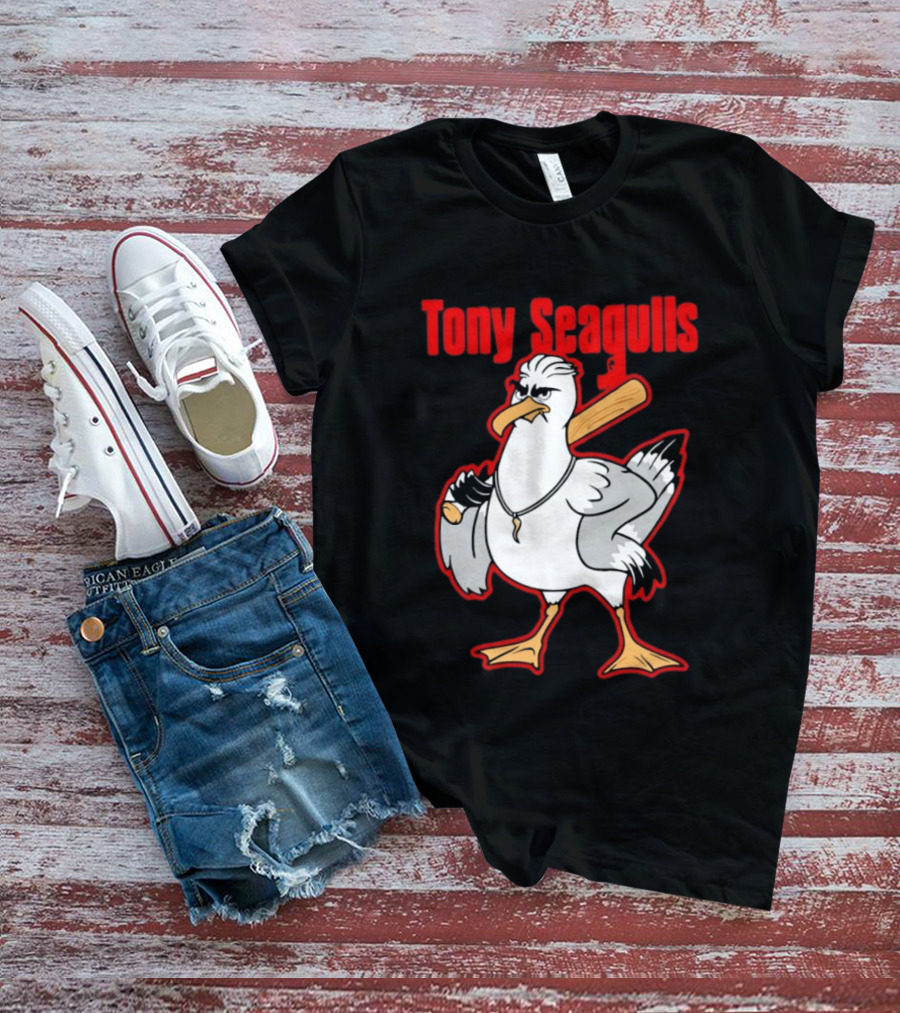 Tony Seagulls Mobster Bird Seagull Mafia T-Shirt