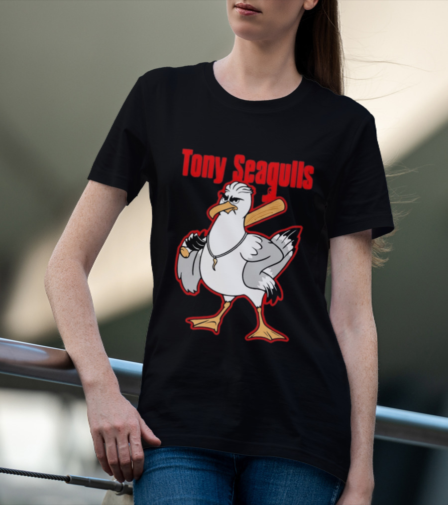 Tony Seagulls Mobster Bird Seagull Mafia T-Shirt