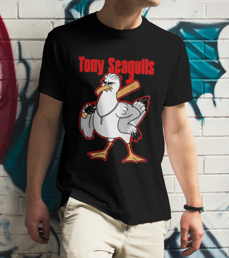Tony Seagulls Mobster Bird Seagull Mafia T-Shirt
