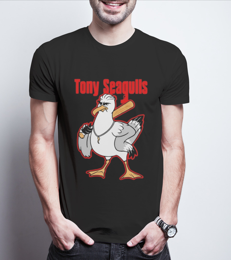 Tony Seagulls Mobster Bird Seagull Mafia T-Shirt