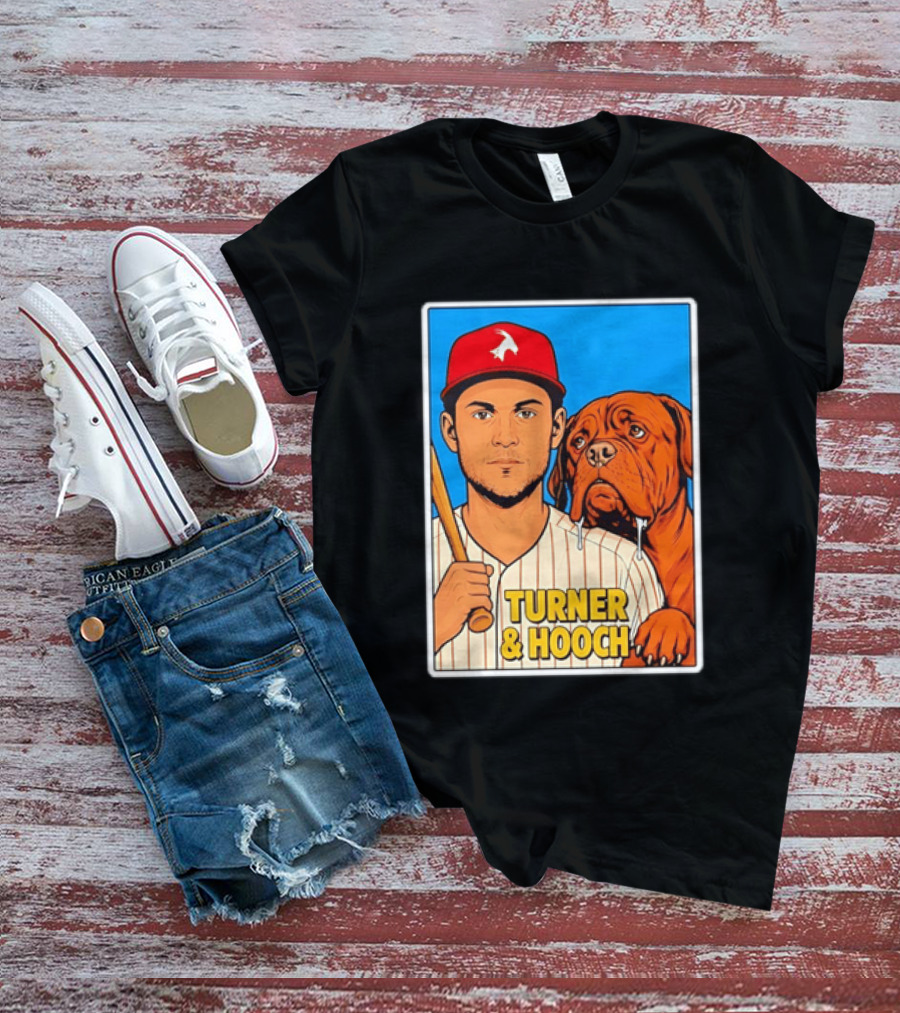 Philadelphia Phillies Trea Turner And Hooch Baseball Retro Illustrated Print T-Shirt