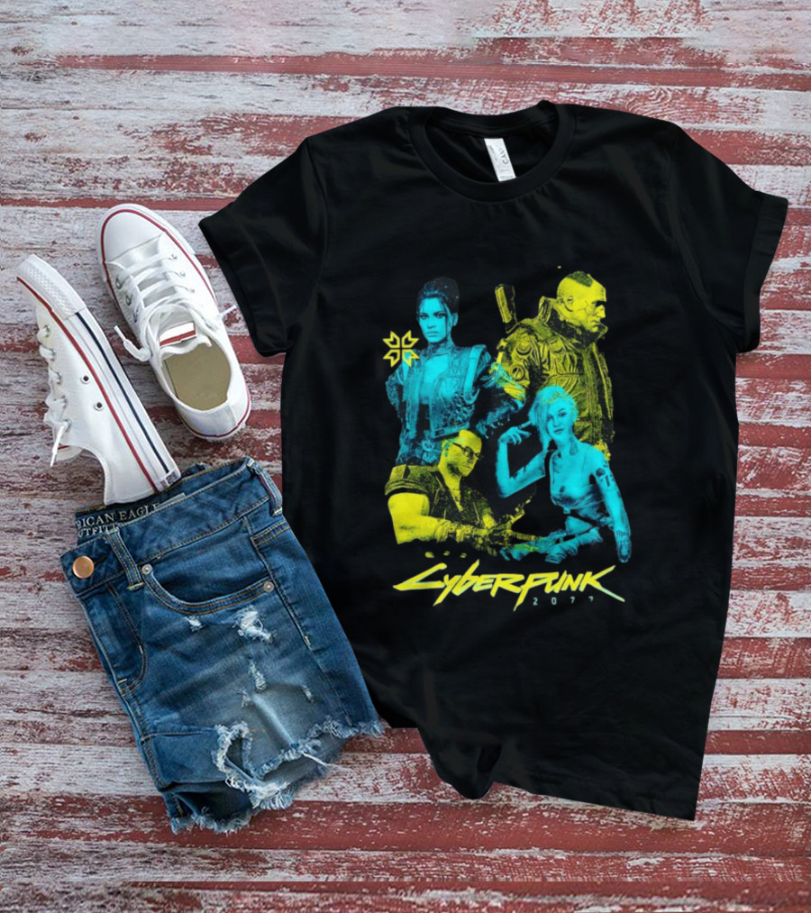 Cyberpunk 2077 Characters And Logo Video Game Merchandise T-Shirt