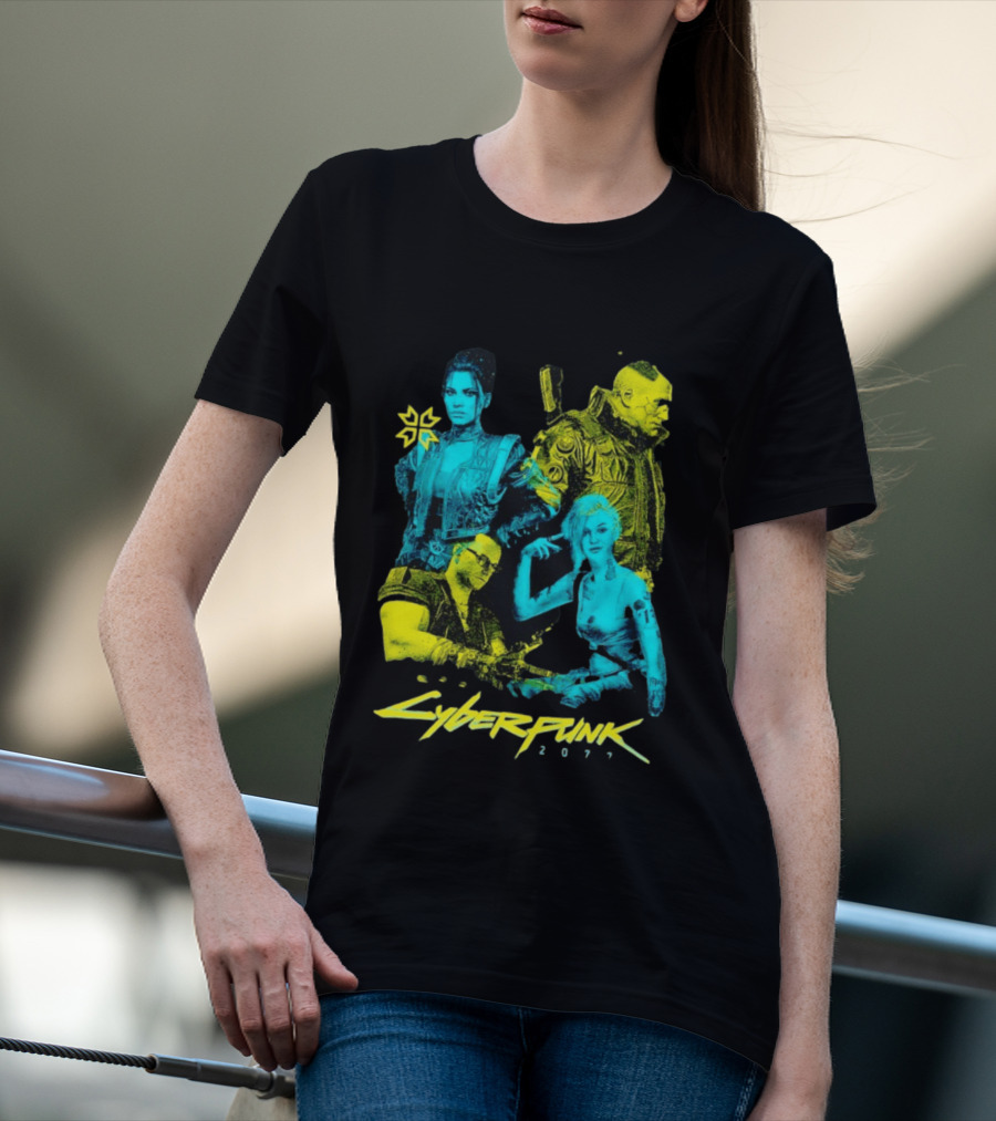 Cyberpunk 2077 Characters And Logo Video Game Merchandise T-Shirt