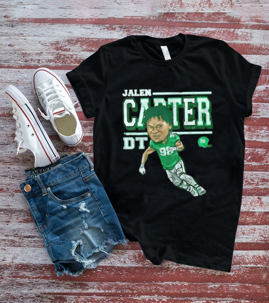 Jalen Carter Philadelphia Eagles DT 98 Caricature Football Player T-Shirt