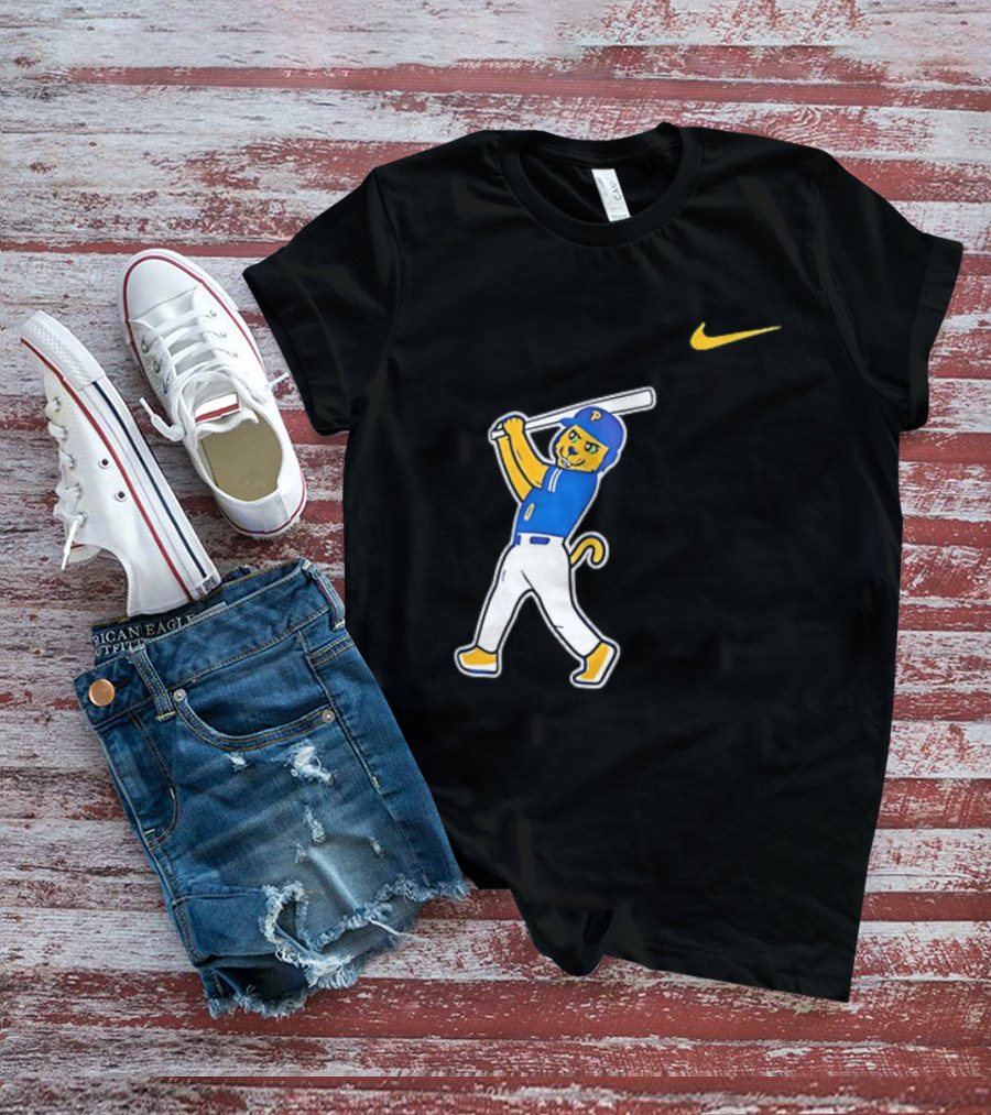 Pittsburgh Panthers Baseball Cartoon Mascot Batter Nike Sportswear T-Shirt