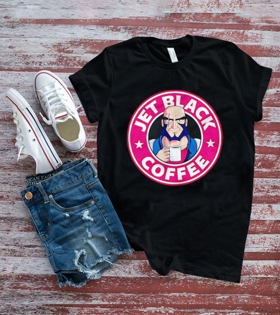 Jet Black Coffee Stern Man Holding T-Shirt