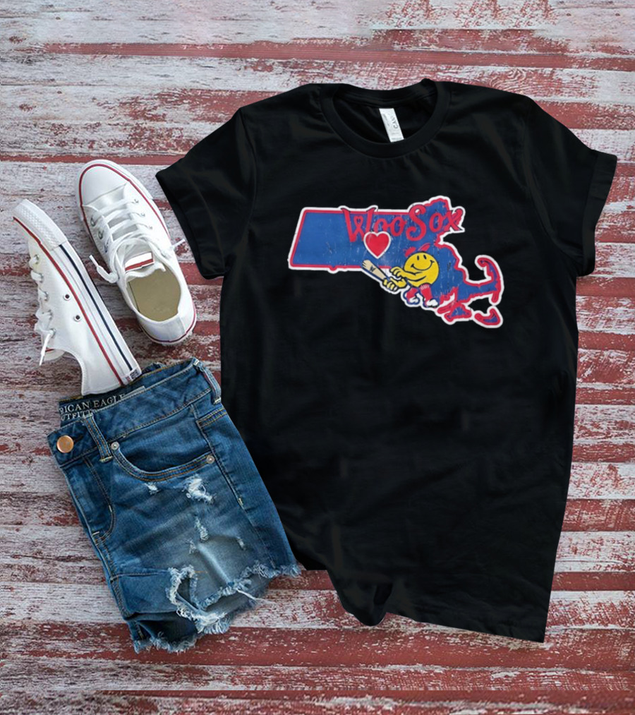 WooSox Massachusetts Heart Baseball Distressed T-Shirt