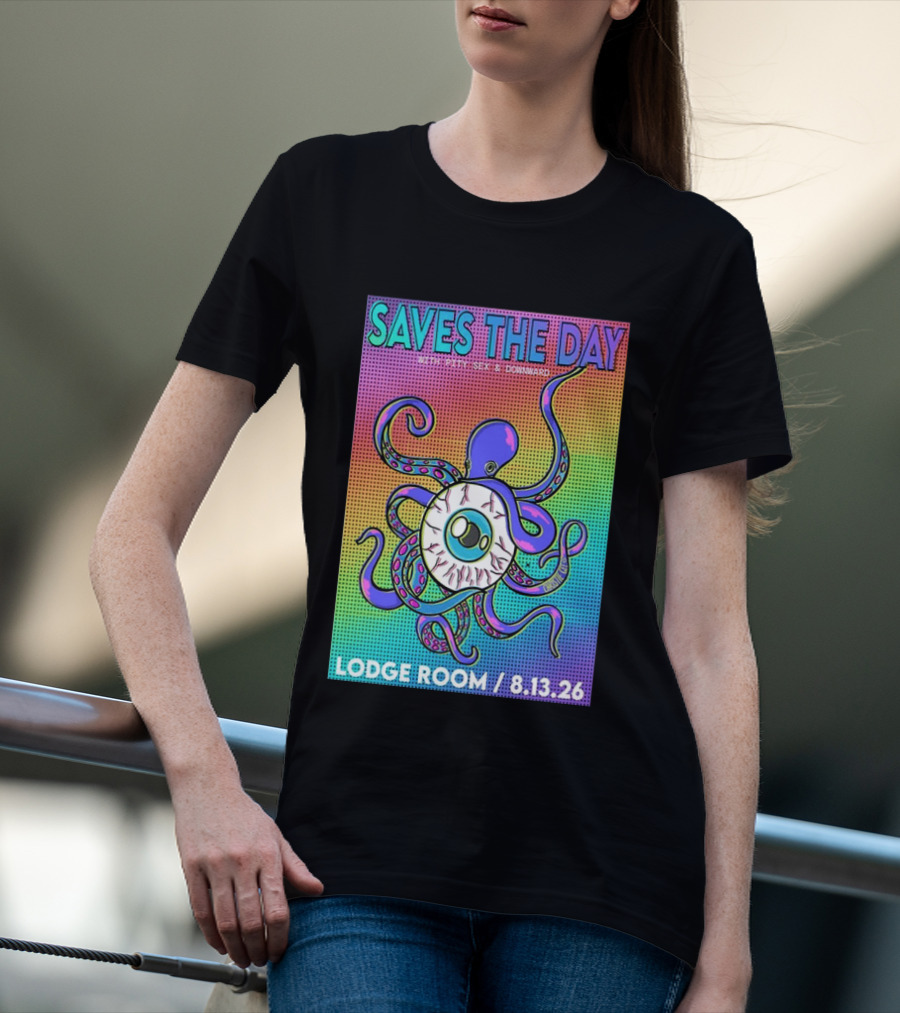Saves The Day Lodge Room Aug 13 2026 Los Angeles Tour Octopus Eyeball T-Shirt