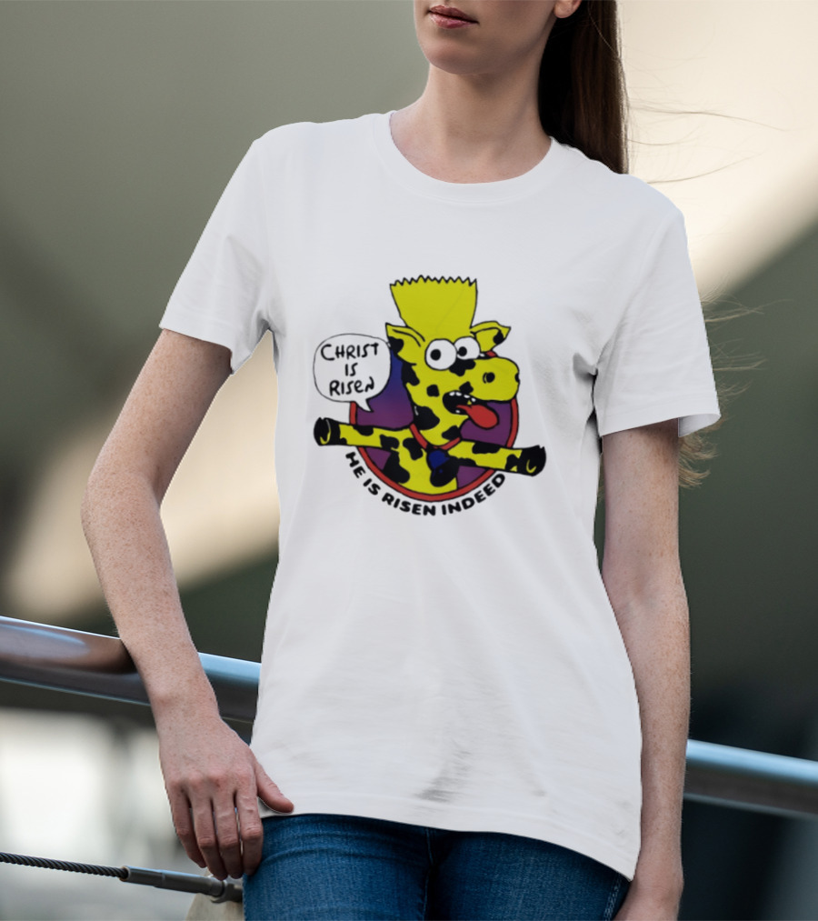 Christ Is Risen He Is Risen Indeed Simpson Cow Cartoon T-Shirt
