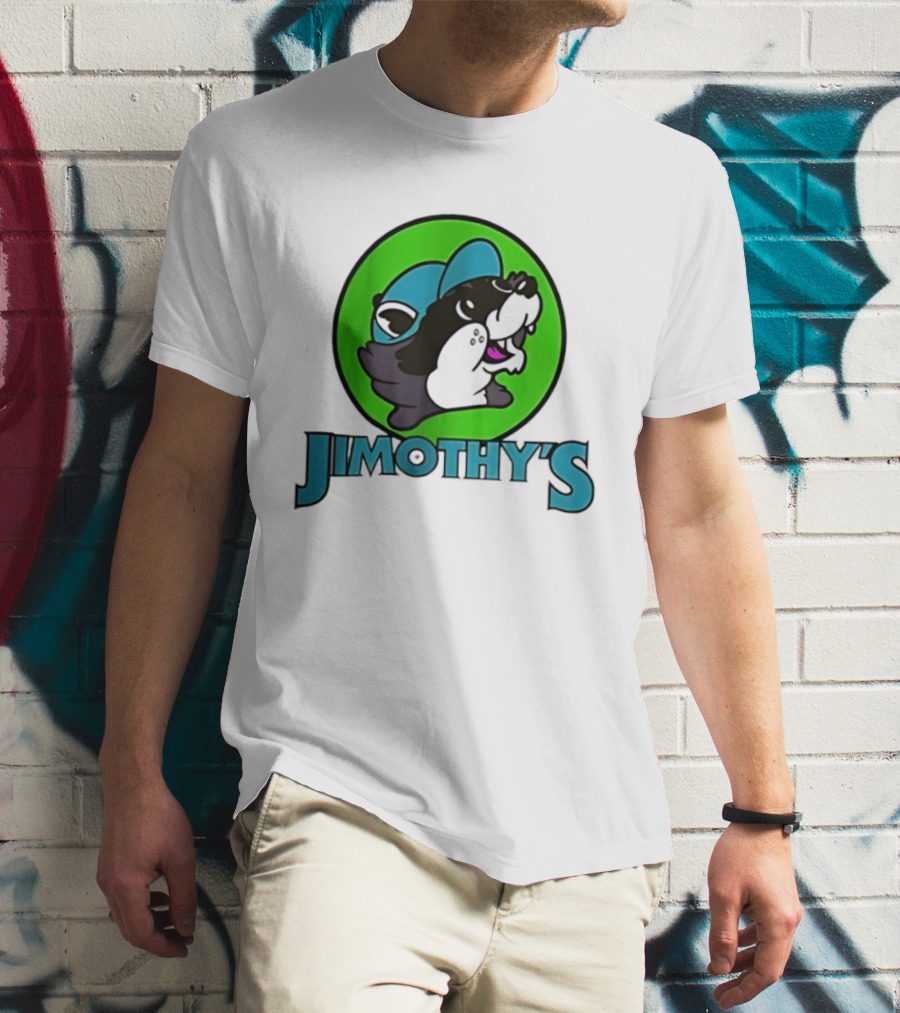 Jimothy's Cartoon Hat Character In Green Circle T-Shirt