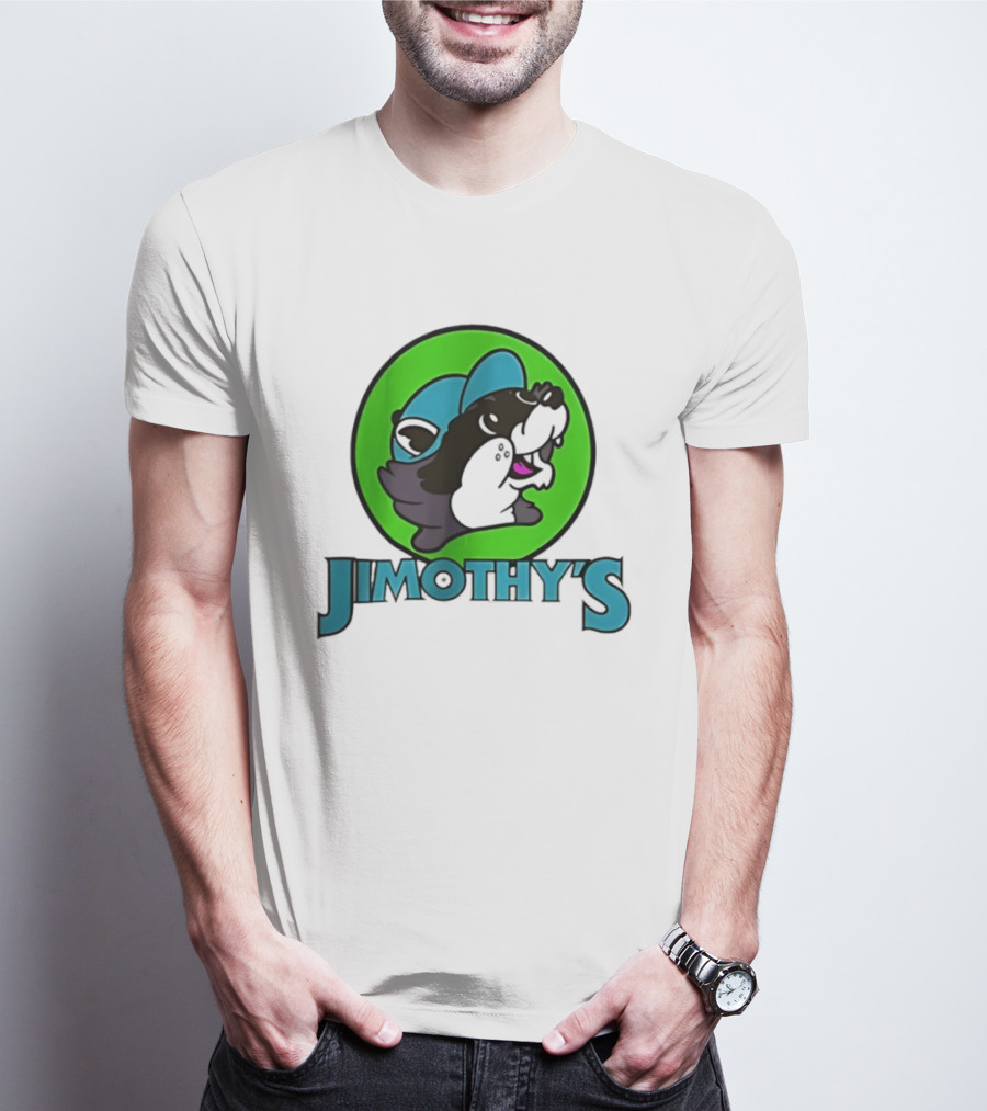 Jimothy's Cartoon Hat Character In Green Circle T-Shirt
