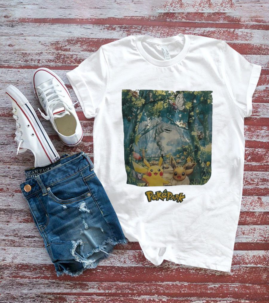 Pikachu Eevee PokéPark Kanto Forest Onix Butterfree Scene T-Shirt