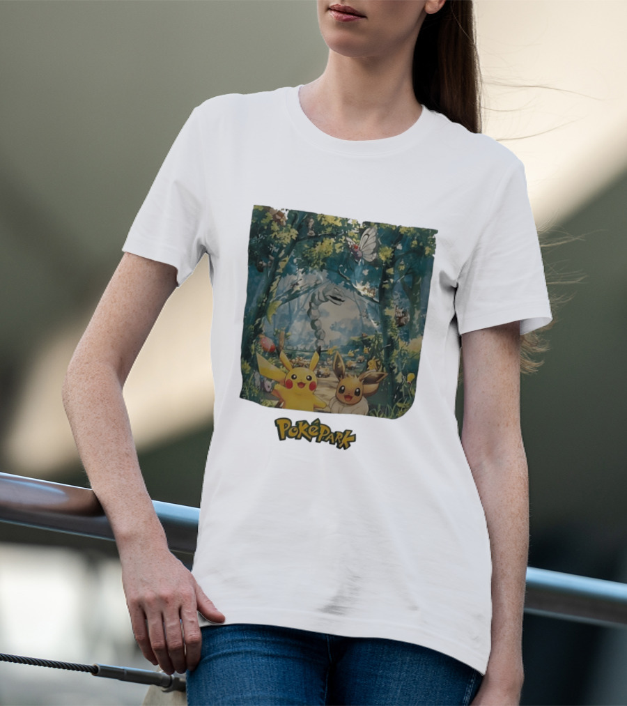 Pikachu Eevee PokéPark Kanto Forest Onix Butterfree Scene T-Shirt