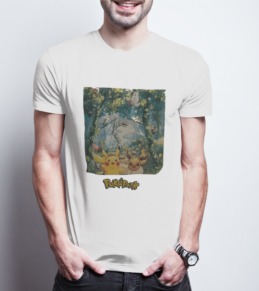 Pikachu Eevee PokéPark Kanto Forest Onix Butterfree Scene T-Shirt