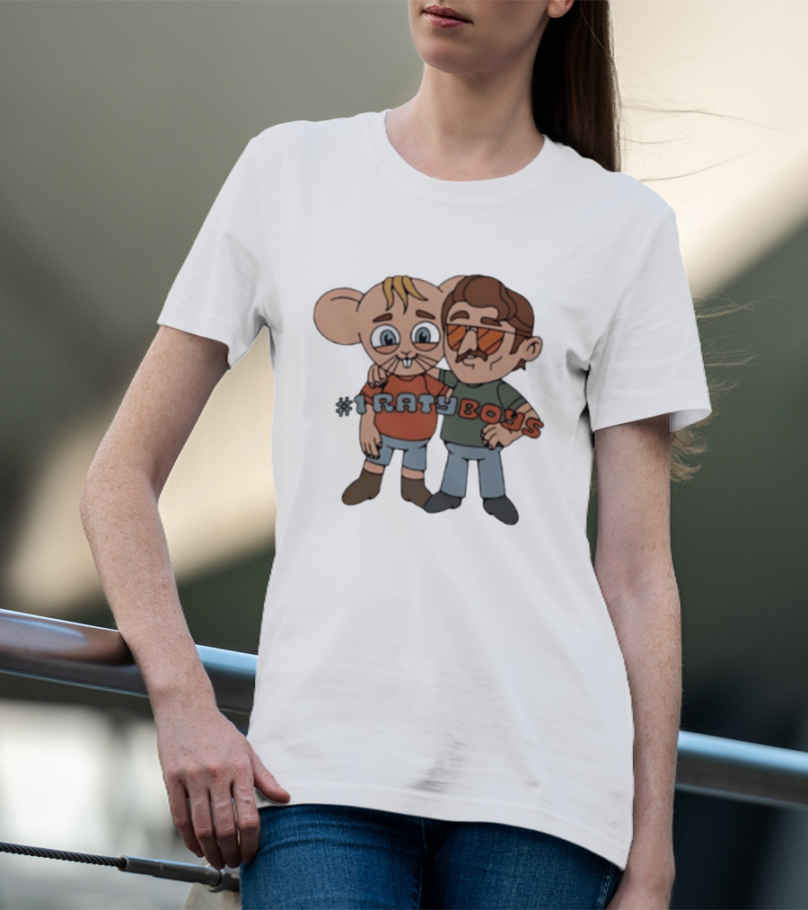 Ratyboys Cartoon Characters With Mouse And Sunglasses Duo T-Shirt