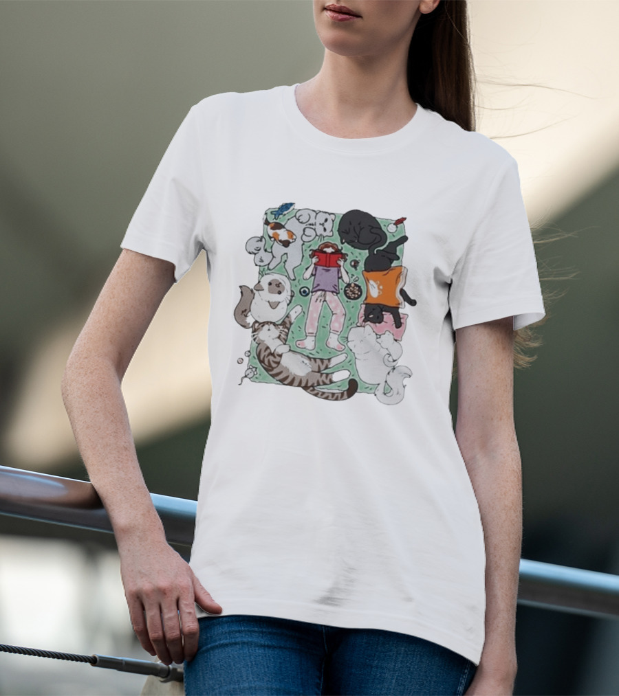Lilsimsie Cozy Reading Party With Cats Playing And Lounging T-Shirt