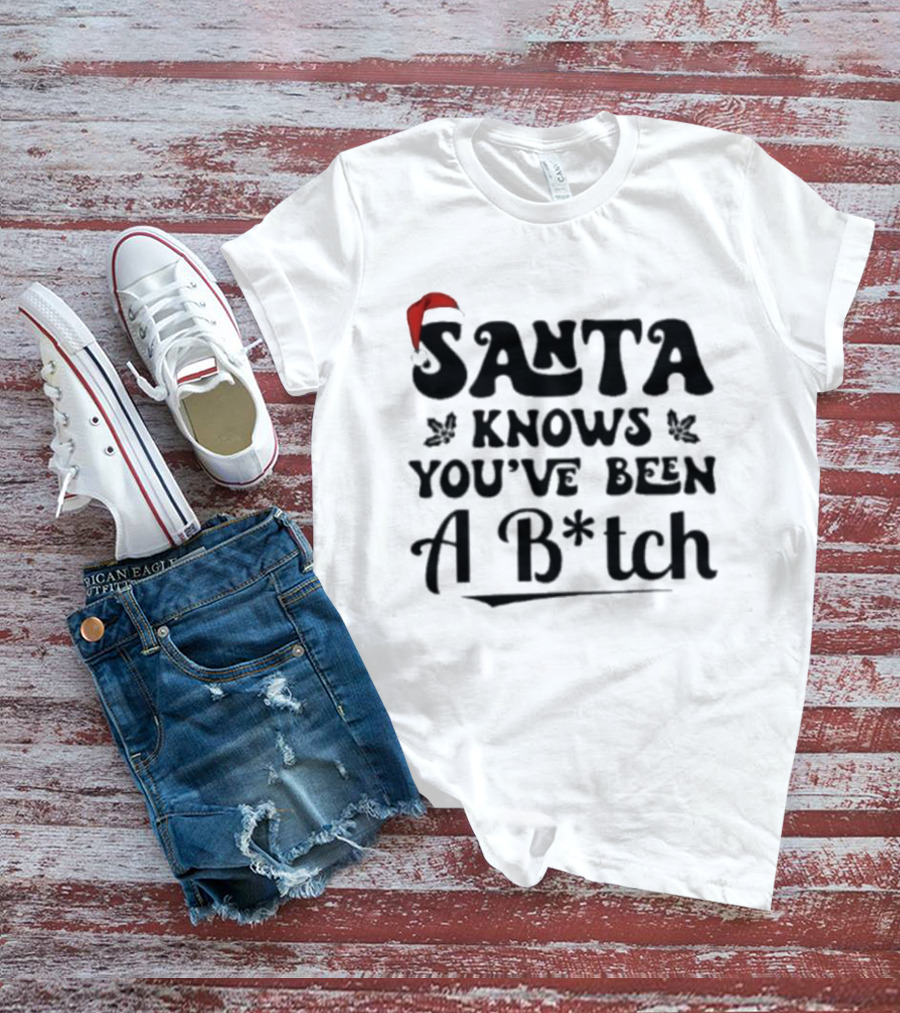 Santa Knows You've Been A B*tch Red Hat Holiday Humor T-Shirt