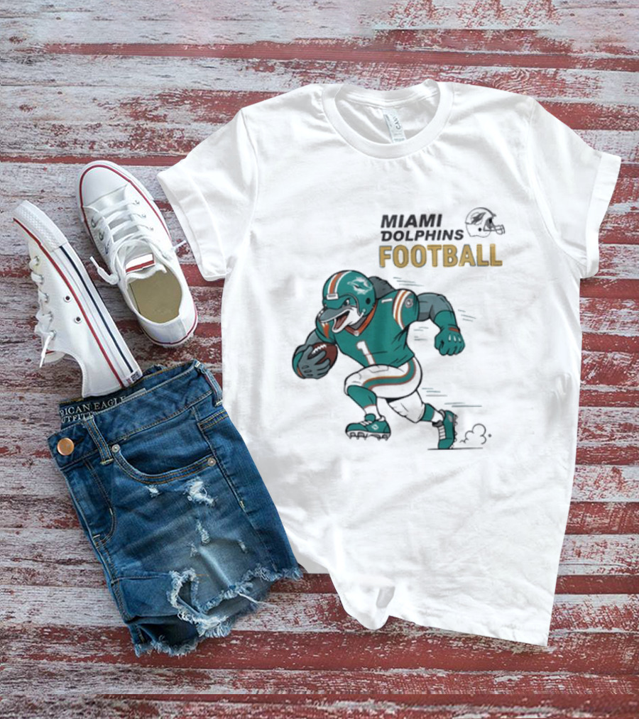 Miami Dolphins Aqua Rush Football Helmet Player T-Shirt