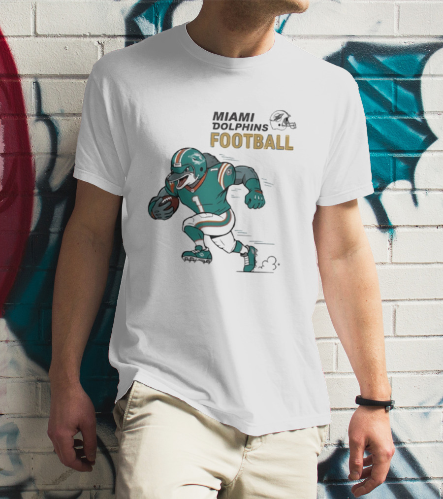 Miami Dolphins Aqua Rush Football Helmet Player T-Shirt