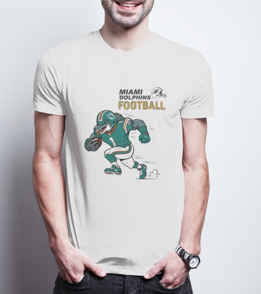 Miami Dolphins Aqua Rush Football Helmet Player T-Shirt
