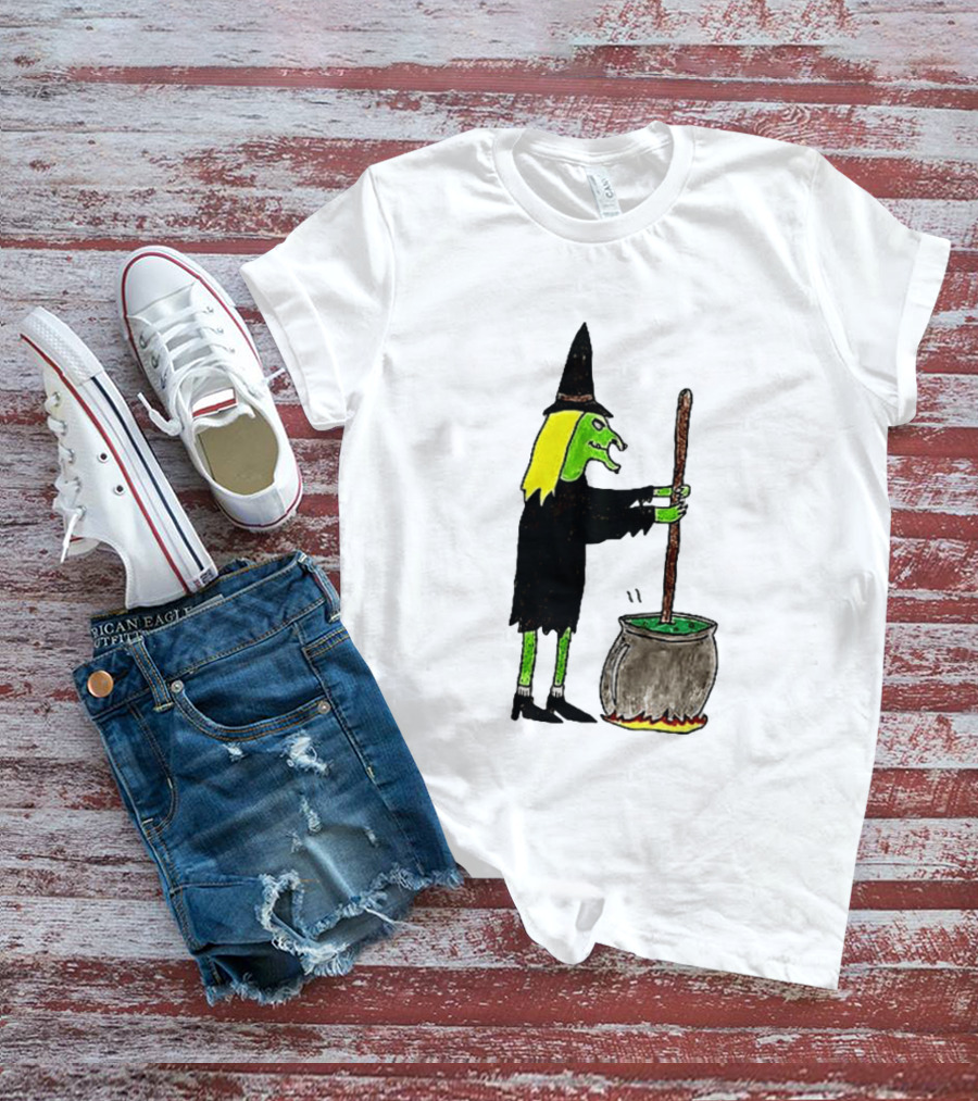 Witch Stirring Cauldron Soup Season Halloween Magic T-Shirt