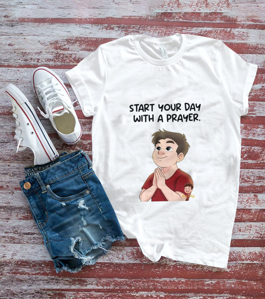 Start Your Day With A Prayer Cartoon Boy T-Shirt