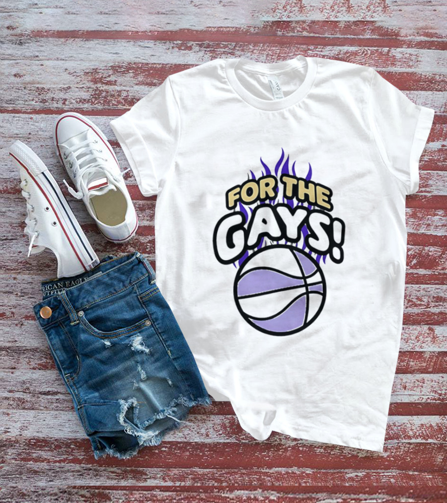 For The Gays Basketball Pride Equality With Flaming Basketball T-Shirt