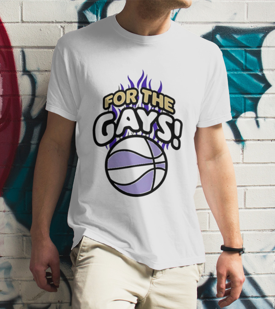 For The Gays Basketball Pride Equality With Flaming Basketball T-Shirt