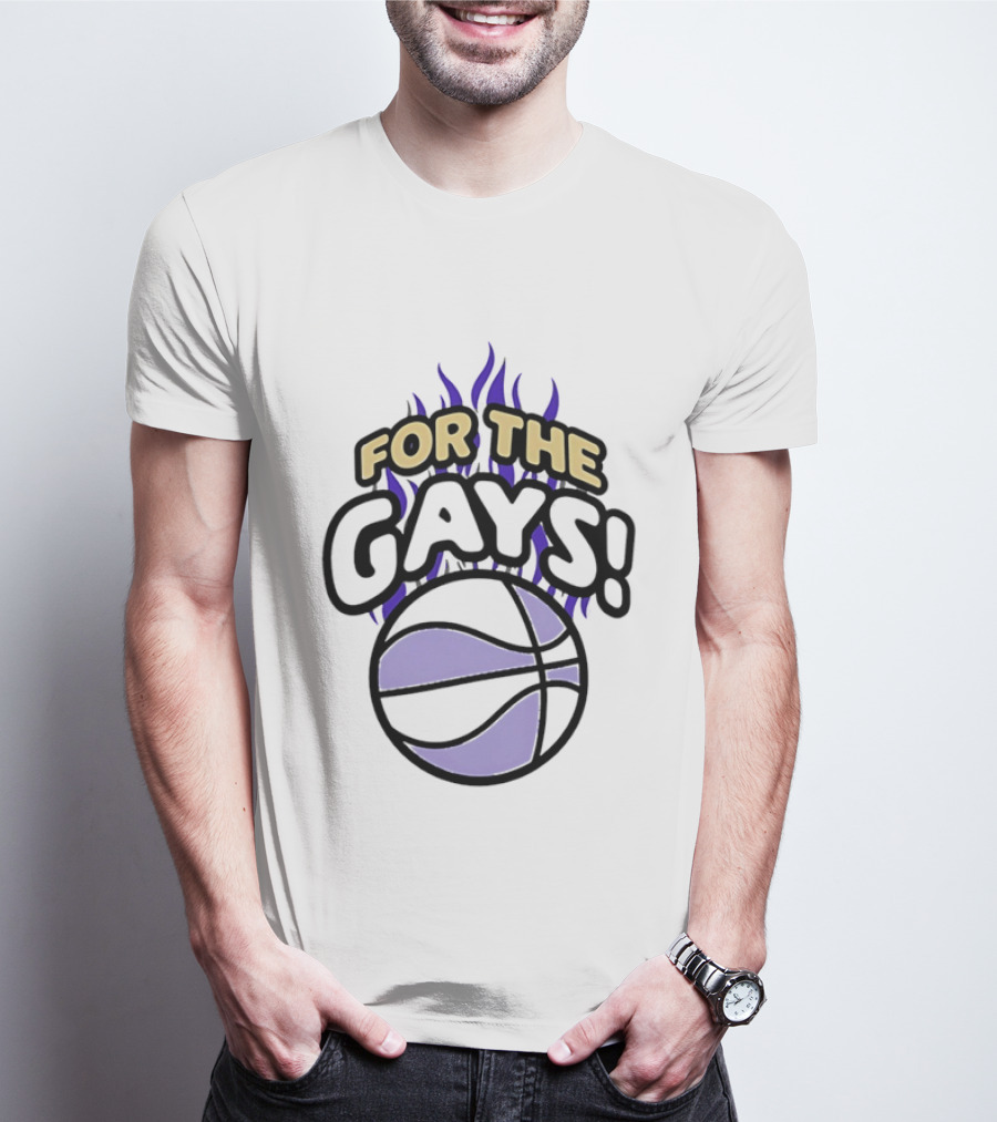 For The Gays Basketball Pride Equality With Flaming Basketball T-Shirt