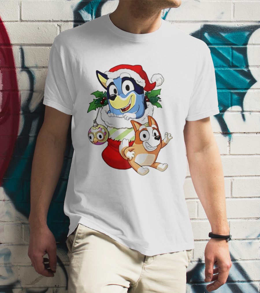 Bluey Christmas Stocking Stuffer Pups Bingo Holiday T-Shirt