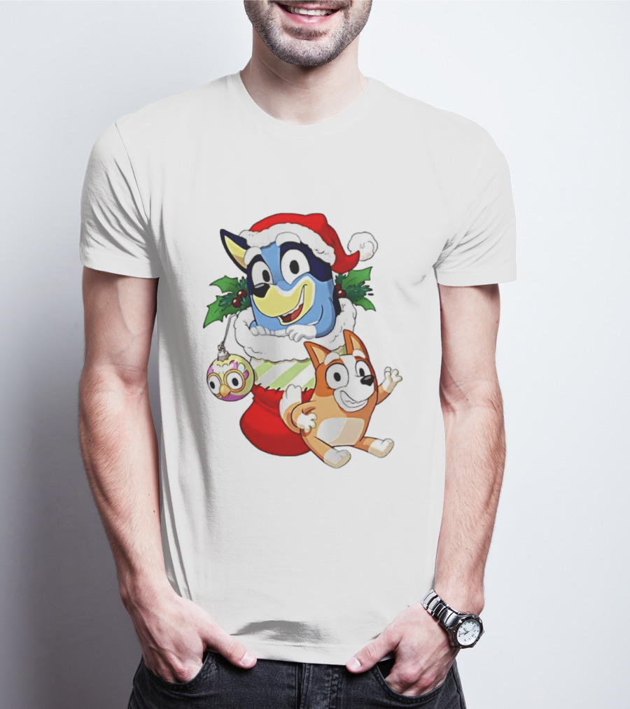 Bluey Christmas Stocking Stuffer Pups Bingo Holiday T-Shirt