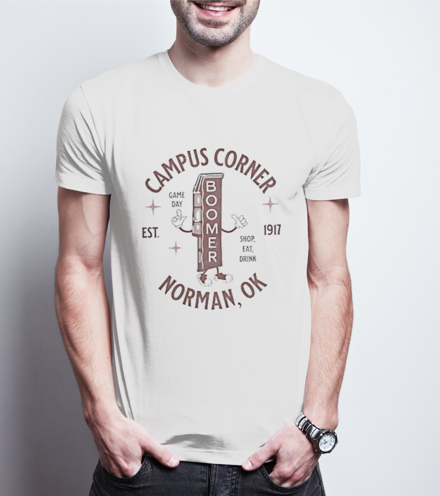Campus Corner Boomer Gameday Shop Eat Enjoy Norman OK Est 1917 T-Shirt
