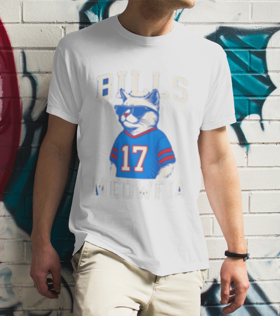 Bills Meowfia Cat 17 Jersey Buffalo Fan Football Sports T-Shirt