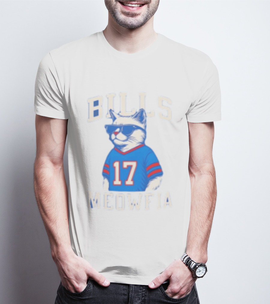 Bills Meowfia Cat 17 Jersey Buffalo Fan Football Sports T-Shirt
