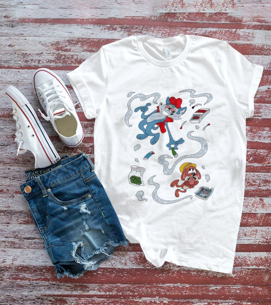 Original Ls Mark Catching Up Episode 2 Cartoon Characters With Smoke And Comic Effects T-Shirt
