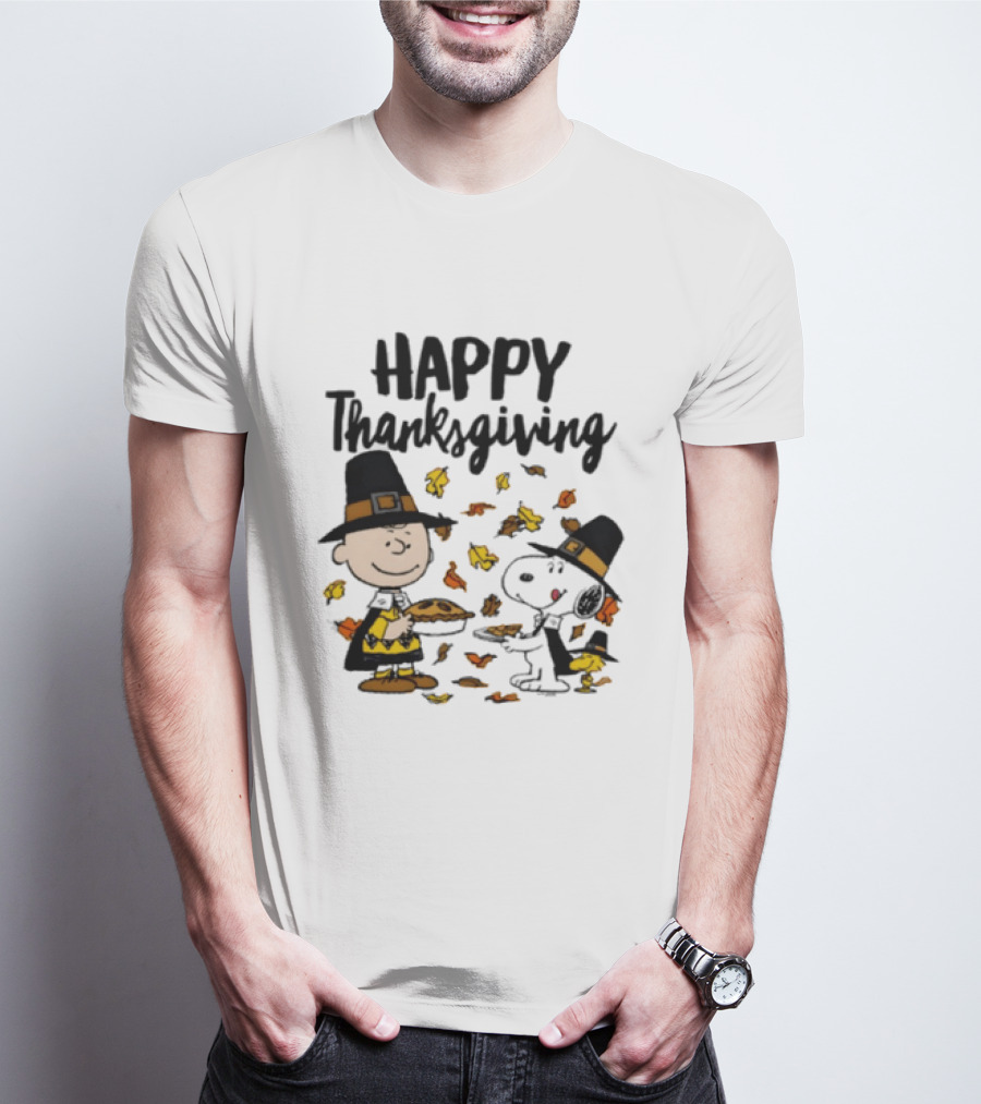 Happy Thanksgiving Peanuts Charlie Brown Snoopy Woodstock T-Shirt