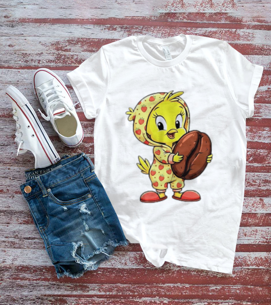 Tweety Coffee I Haven't Lost My Mind Half Of It Just Wandered Off Pajamas With Strawberry Onesie And Coffee Bean T-Shirt