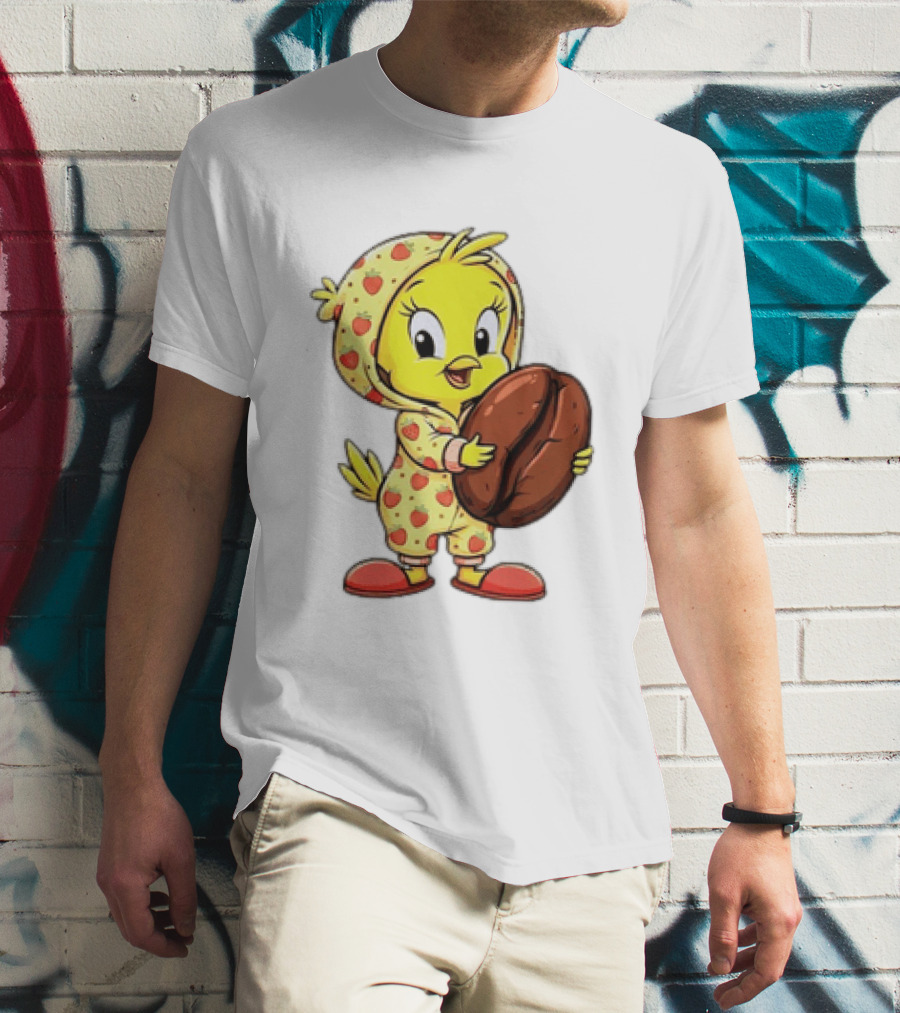 Tweety Coffee I Haven't Lost My Mind Half Of It Just Wandered Off Pajamas With Strawberry Onesie And Coffee Bean T-Shirt