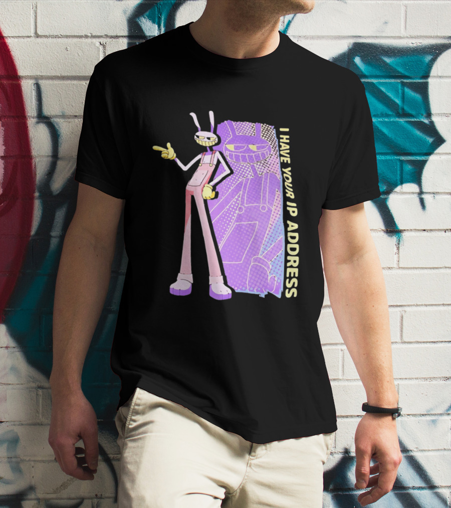 Jax I Have Your IP Address Meme Character In Overalls T-Shirt