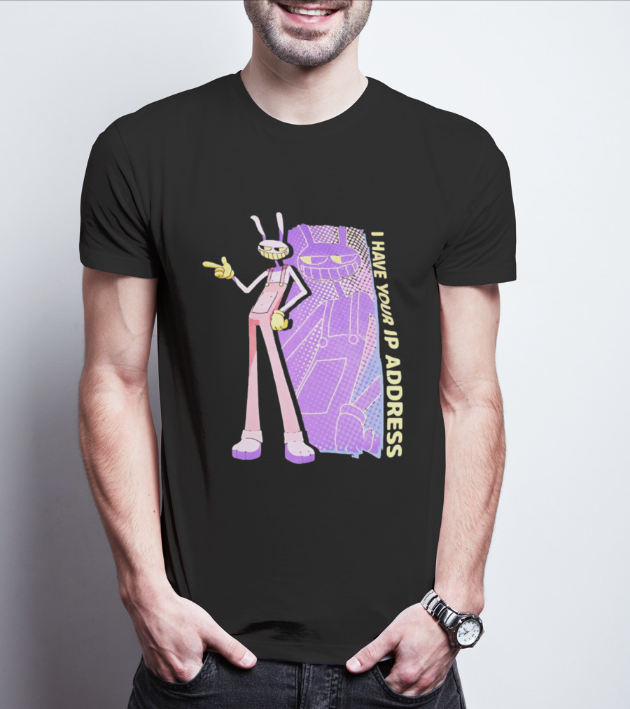 Jax I Have Your IP Address Meme Character In Overalls T-Shirt
