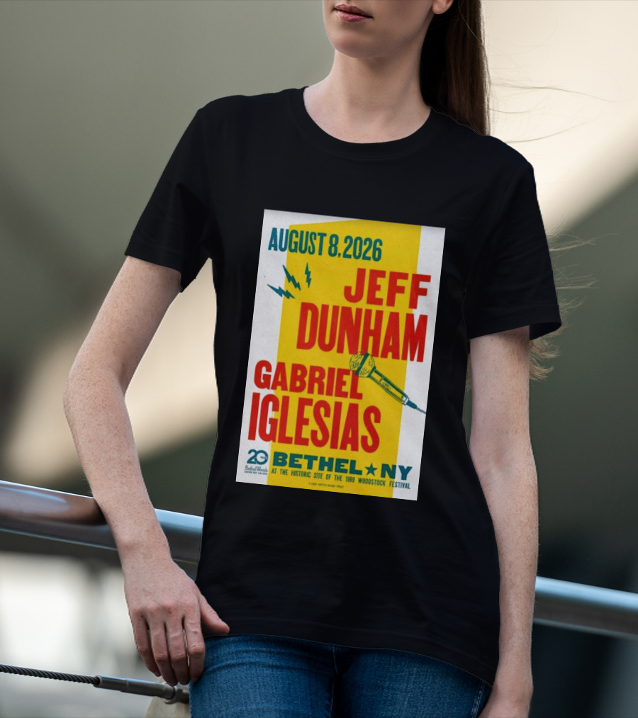 August 8 2026 Jeff Dunham Gabriel Iglesias Bethel Ny At The Historic Site Of The 1969 Woodstock Festival T-Shirt