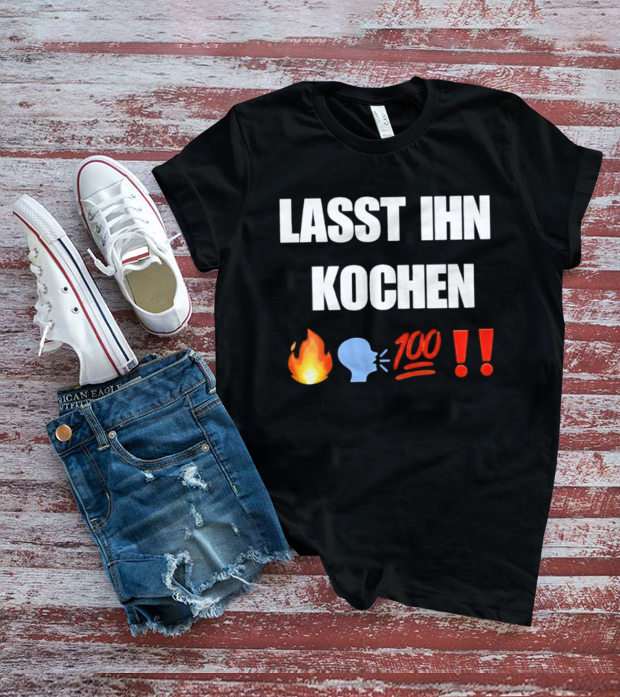 Lasst Ihn Kochen Fire Emoji Speech Bubble 100 Emoji Exclamation Points T-Shirt